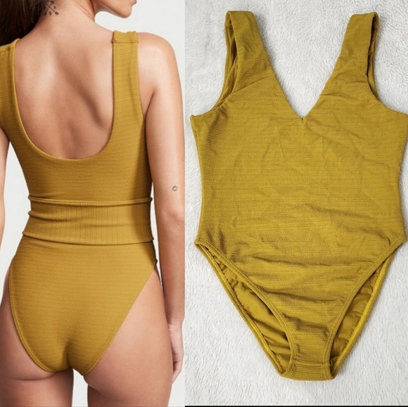 Montce Other - New! Montce Kim One Piece Swimsuit Mari Scrunch Mustard yellow Swimsuit.